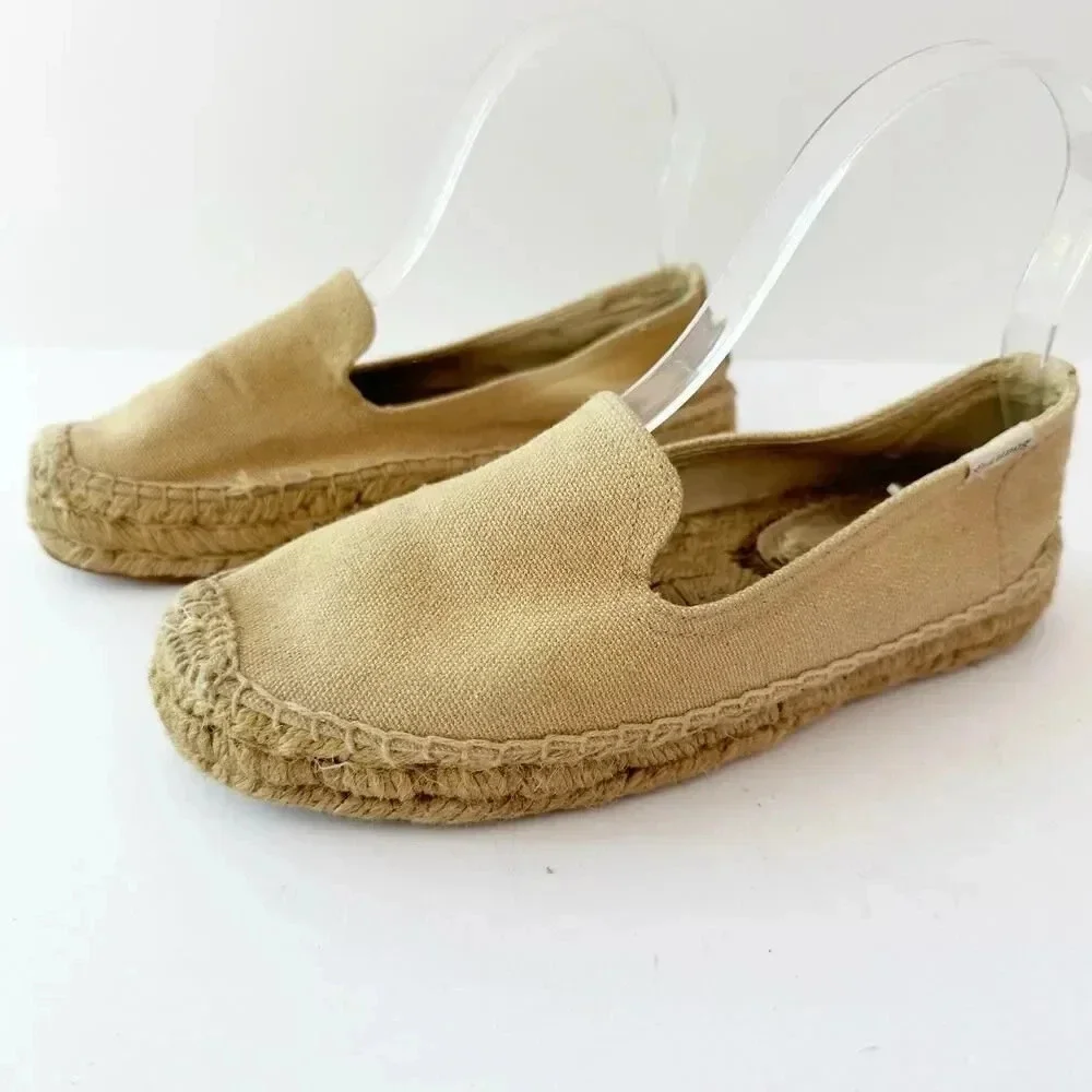 SOLUDOS Size 6 Tan Canvas Espadrille‎ Flats Casual Summer